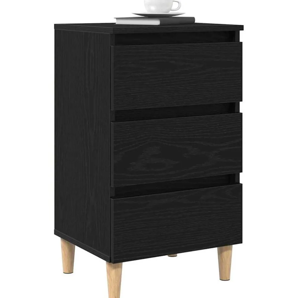 vidaXL Nachtkastje met lade Zwart Eiken 40 x 35 x 69 cm Bewerkt hout