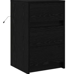 vidaXL Nachtkastje met lade Zwart Eiken 38 x 34 x 61 cm Bewerkt hout