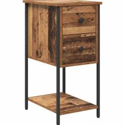 vidaXL Nachtkastje met lade Oud hout 32 x 42 x 70 cm Bewerkt hout