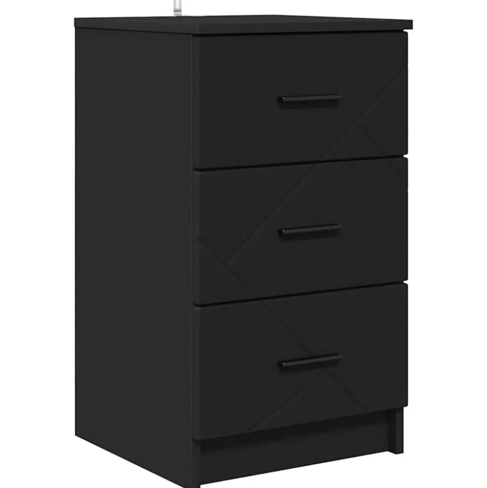 vidaXL Nachtkastje met lade Zwart 38 x 38 x 66 cm Bewerkt hout