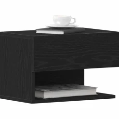 vidaXL Nachtkastje met lade Zwart Eiken 46 x 30 x 30 cm Bewerkt hout