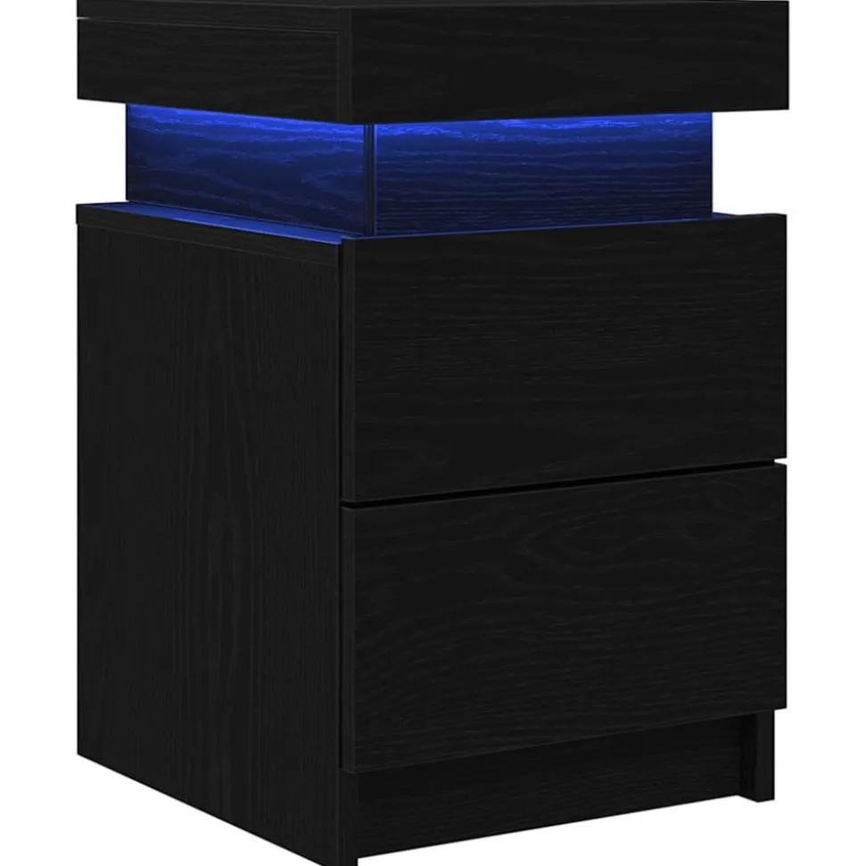 vidaXL Nachtkastje met lade Zwart Eiken 35 x 39 x 55 cm Bewerkt hout