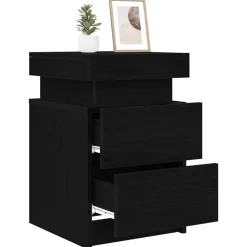 vidaXL Nachtkastje met lade Zwart Eiken 35 x 39 x 55 cm Bewerkt hout