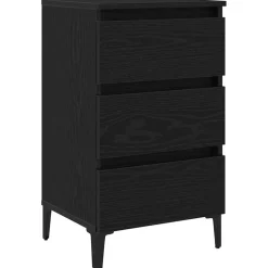 vidaXL Nachtkastje met lade Zwart Eiken 40 x 35 x 69 cm Bewerkt hout