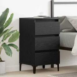 vidaXL Nachtkastje met lade Zwart Eiken 40 x 35 x 69 cm Bewerkt hout