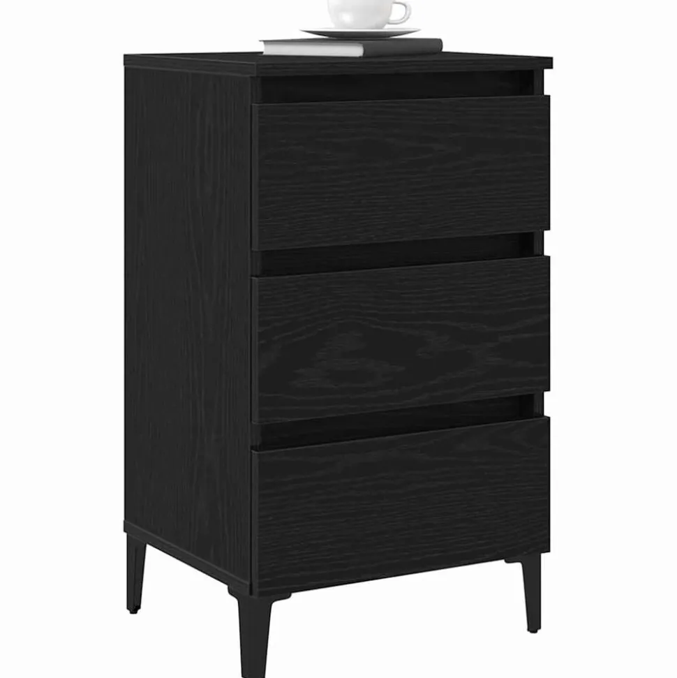 vidaXL Nachtkastje met lade Zwart Eiken 40 x 35 x 69 cm Bewerkt hout