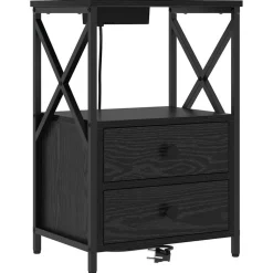 vidaXL Nachtkastje met lade Zwart Eiken 40 x 31 x 60 cm Bewerkt hout