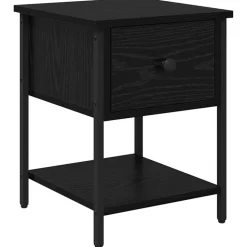vidaXL Nachtkastje met lade Zwart Eiken 34 x 35,5 x 45 cm Bewerkt hout