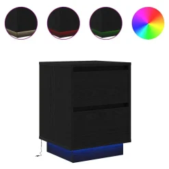 vidaXL Nachtkastje met LED-verlichting 38x34x50 cm zwart