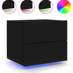 vidaXL Nachtkastje met LED's wandgemonteerd zwart