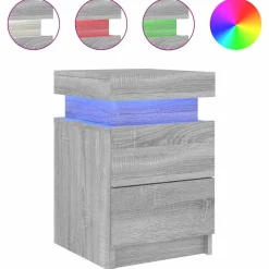 vidaXL Nachtkastje met LED-verlichting 35x39x55 cm grijs sonoma eiken