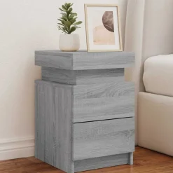 vidaXL Nachtkastje met LED-verlichting 35x39x55 cm grijs sonoma eiken