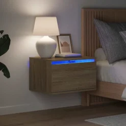 vidaXL Nachtkastje met LED's wandgemonteerd sonoma eikenkleurig