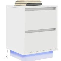 vidaXL Nachtkastje met LED-verlichting 38x34x50 cm wit