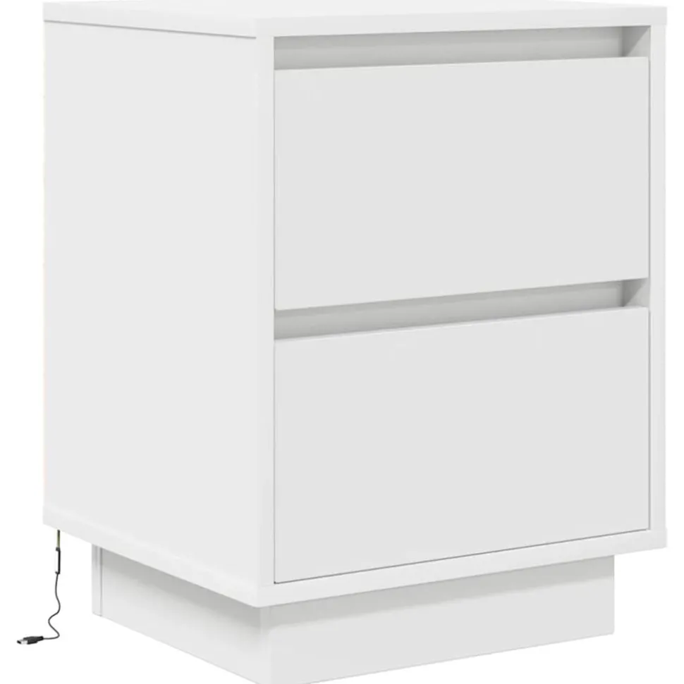 vidaXL Nachtkastje met LED-verlichting 38x34x50 cm wit