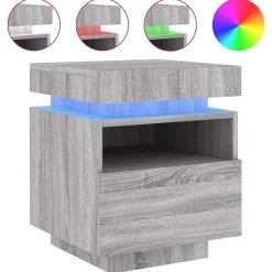 vidaXL Nachtkastje met LED-verlichting 40x39x48,5 cm grijs sonoma