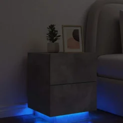 vidaXL Nachtkastje met LED-verlichting bewerkt hout betongrijs
