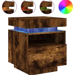 vidaXL Nachtkastje met LED-verlichting 40x39x48,5 cm gerookt eiken