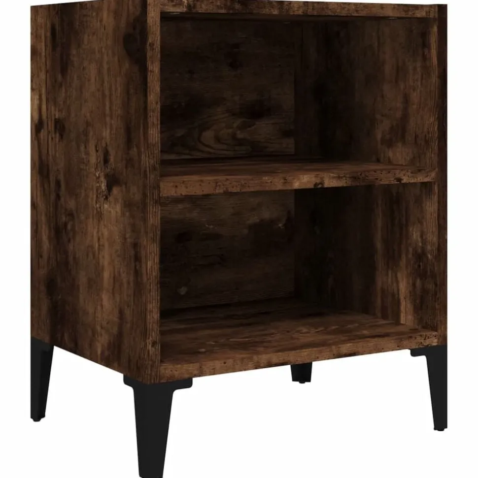 vidaXL Nachtkastje met metalen poten 40x30x50 cm gerookt eikenkleurig