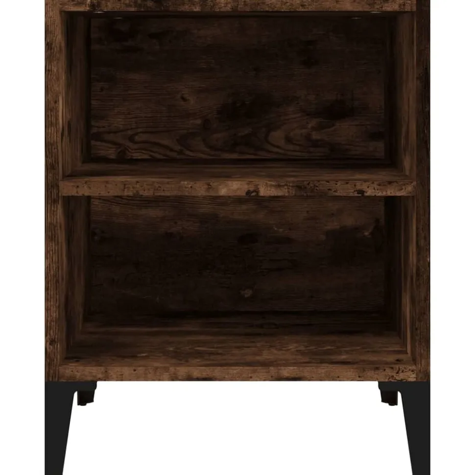vidaXL Nachtkastje met metalen poten 40x30x50 cm gerookt eikenkleurig