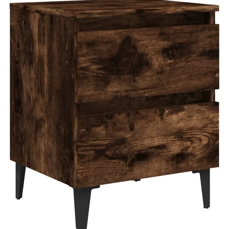 vidaXL Nachtkastje met metalen poten 40x35x50 cm gerookt eikenkleurig