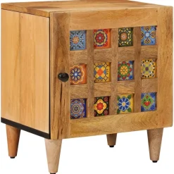 vidaXL Nachtkastje Naturel 40 x 33,5 x 46 cm Massief Mango Hout