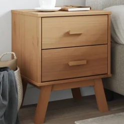 vidaXL Nachtkastje OLDEN massief grenenhout bruin