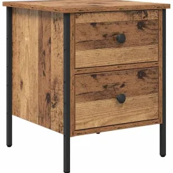 vidaXL Nachtkastje Oud hout 40 x 42 x 50 cm Gelaagd hout en metaal