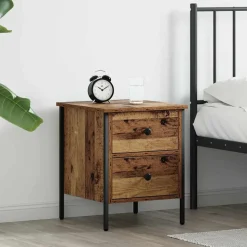 vidaXL Nachtkastje Oud hout 40 x 42 x 50 cm Gelaagd hout en metaal
