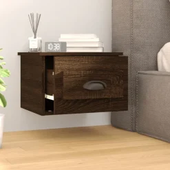 vidaXL Nachtkastje wandgemonteerd 41,5x36x28 cm bruin eikenkleurig