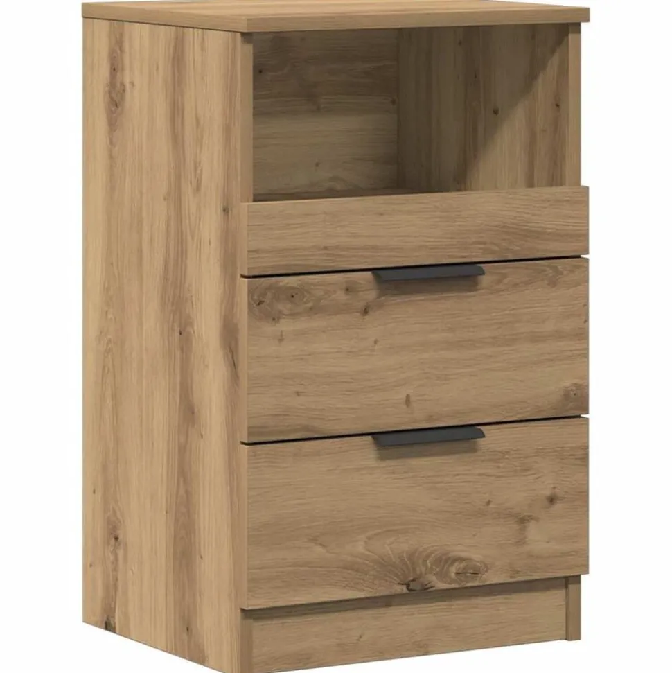 vidaXL Nachtkastje 40x36x65 cm bewerkt hout artisanaal eikenkleurig