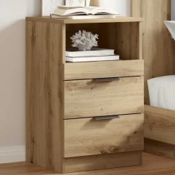 vidaXL Nachtkastje 40x36x65 cm bewerkt hout artisanaal eikenkleurig