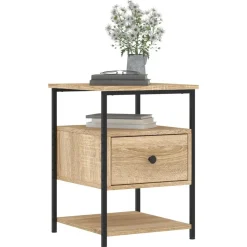 vidaXL Nachtkastje 40x42x56 cm bewerkt hout sonoma eikenkleurig