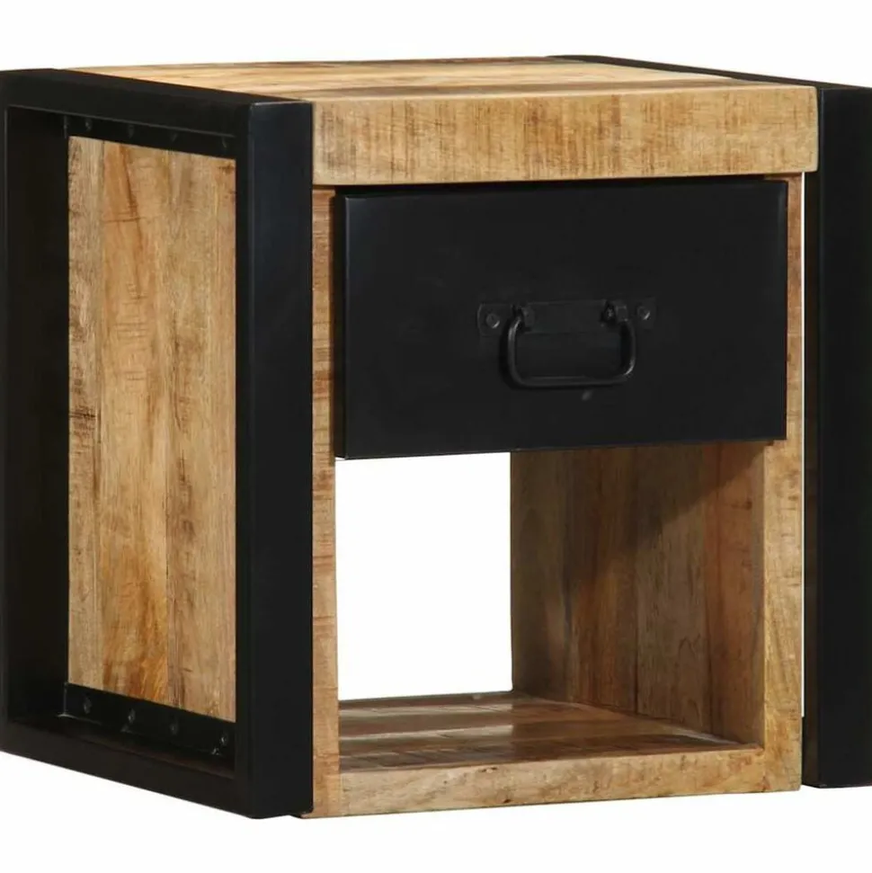 vidaXL Nachtkastje 40x35x40 cm massief ruw mangohout