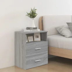 vidaXL Nachtkastje 50x32x60 cm grijs sonoma eikenkleurig