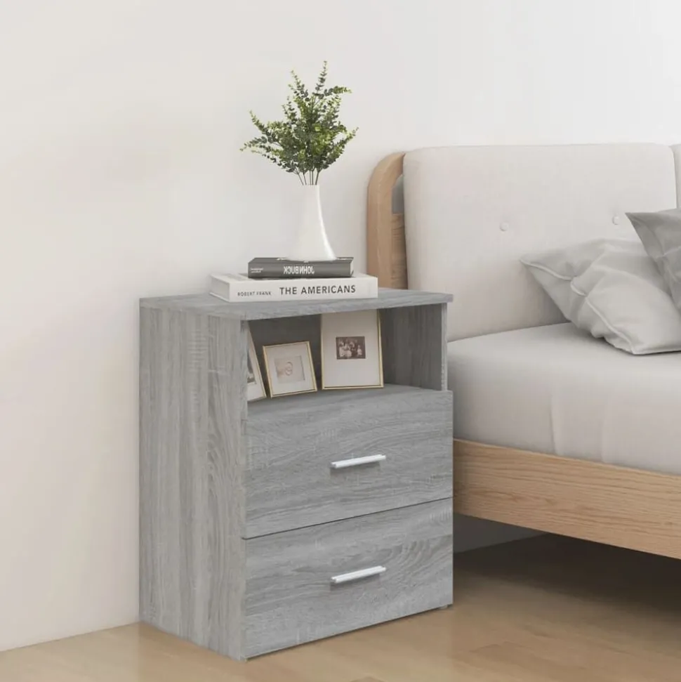 vidaXL Nachtkastje 50x32x60 cm grijs sonoma eikenkleurig