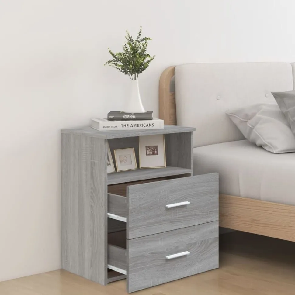 vidaXL Nachtkastje 50x32x60 cm grijs sonoma eikenkleurig