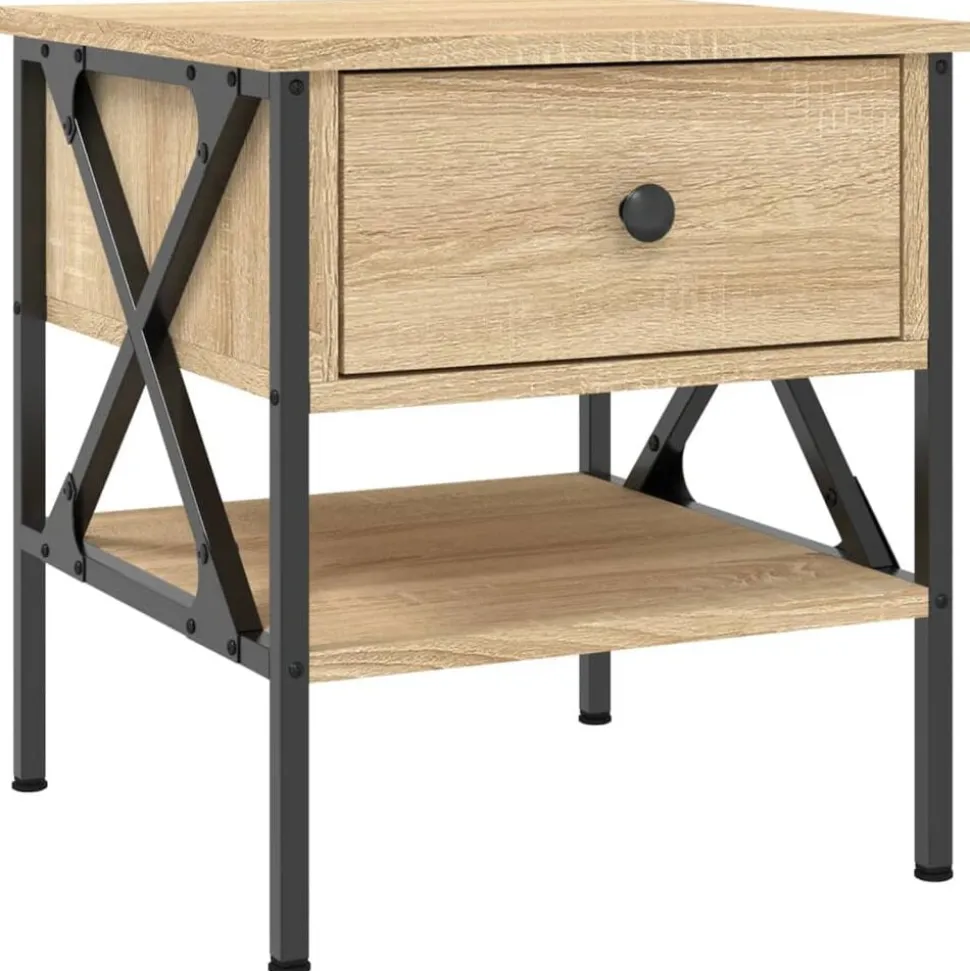 vidaXL Nachtkastje 40x42x45 cm bewerkt hout sonoma eikenkleurig