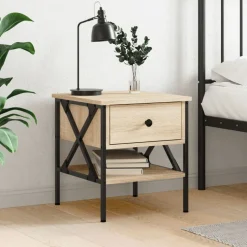 vidaXL Nachtkastje 40x42x45 cm bewerkt hout sonoma eikenkleurig