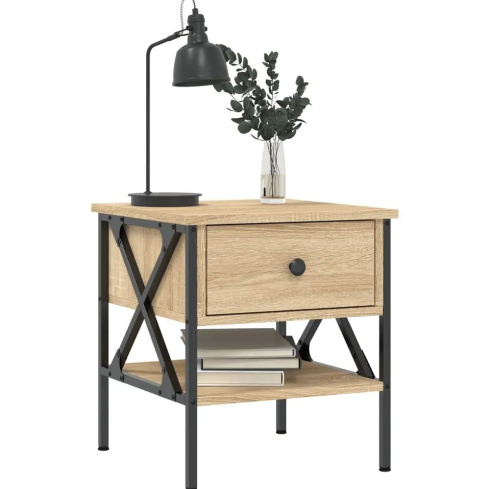 vidaXL Nachtkastje 40x42x45 cm bewerkt hout sonoma eikenkleurig
