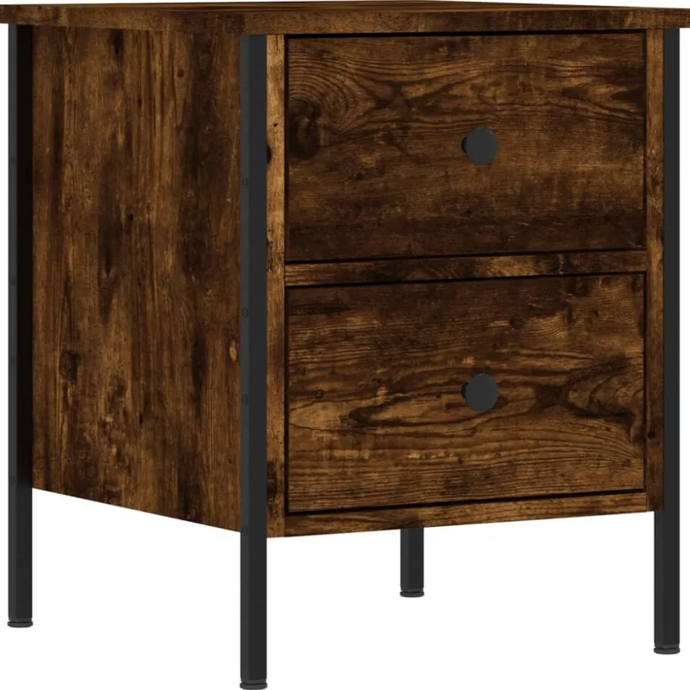 vidaXL Nachtkastje 40x42x50 cm bewerkt hout gerookt eikenkleurig