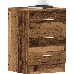 vidaXL Nachtkastje 38x35x55 cm bewerkt hout oud houtkleurig