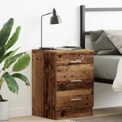 vidaXL Nachtkastje 38x35x55 cm bewerkt hout oud houtkleurig