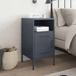 vidaXL Nachtkastje 36x39x68 cm staal antracietkleurig