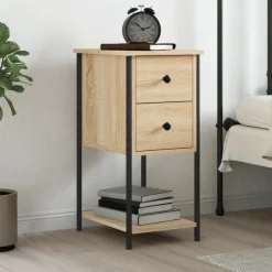 vidaXL Nachtkastje 32x42x70 cm bewerkt hout sonoma eikenkleurig