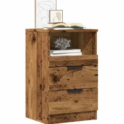 vidaXL Nachtkastje 40x36x65 cm bewerkt hout oud houtkleurig