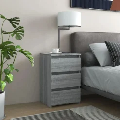 vidaXL Nachtkastje 40x35x62,5 cm bewerkt hout grijs sonoma eikenkleur