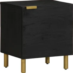 vidaXL Nachtkastje 40x33x46 cm massief mangohout zwart