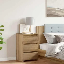 vidaXL Nachtkastje 40x35x62,5 cm bewerkt hout artisanaal eikenkleur