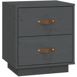 vidaXL Nachtkastje 40x34x45 cm massief grenenhout grijs